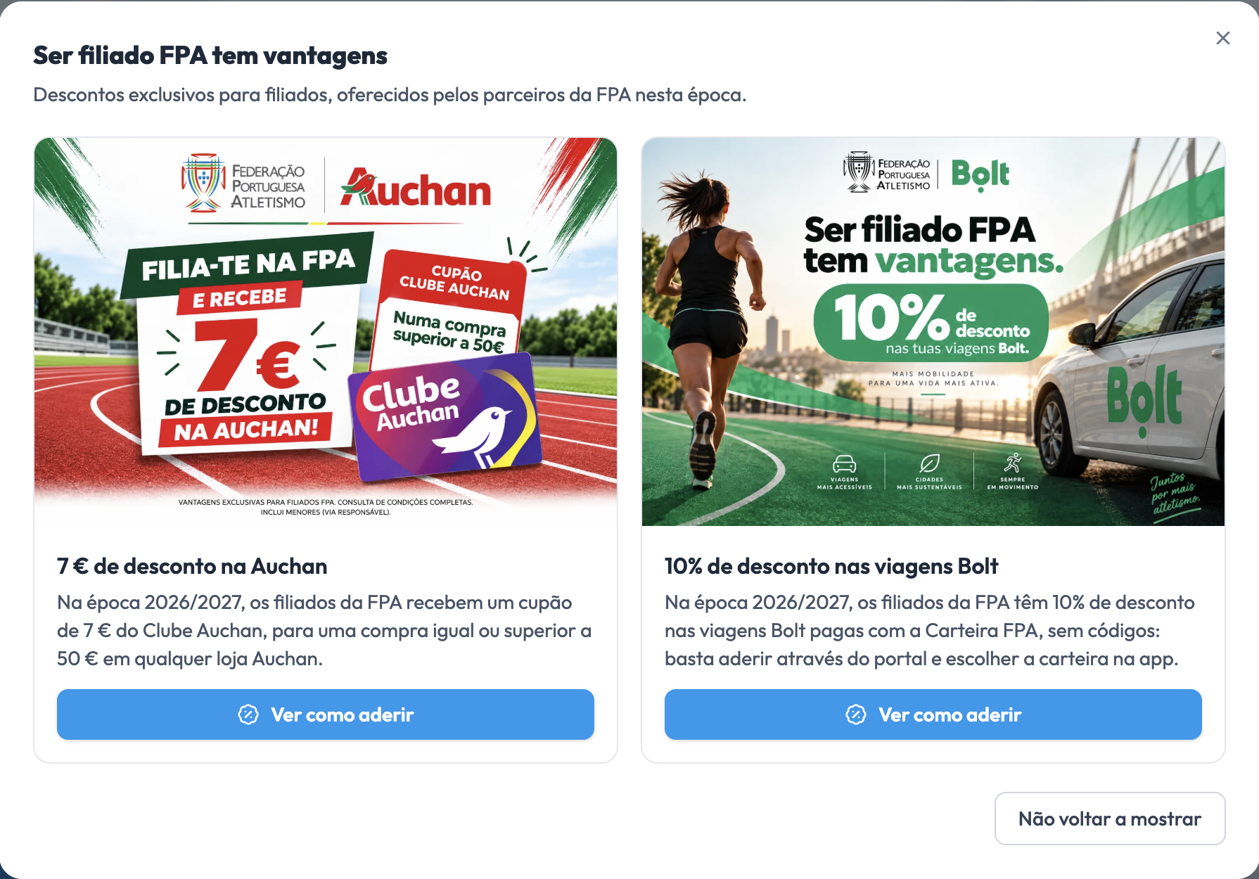 Desconto para filiados FPA no Clube Auchan